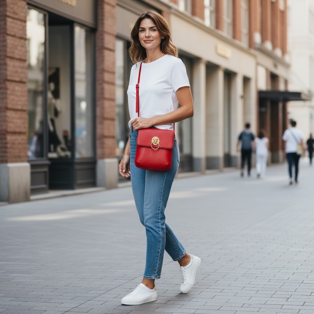 Carlos Santana Bold Red Crossbody Bag with Lion - Picture 3 of 17